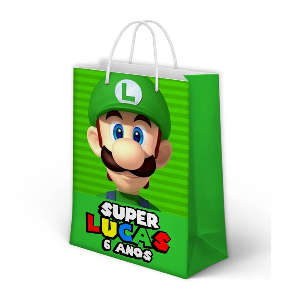 Sacolinha Super Mario Personalizada para Aniversário/ Lembrancinha Festa Infantil / Qualquer nome e idade