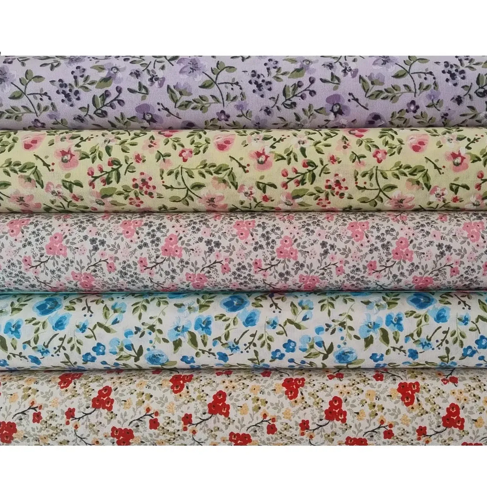 Kit 5 Estampas Florais de 40X75cm  Tecido Tricoline 100% Algodão