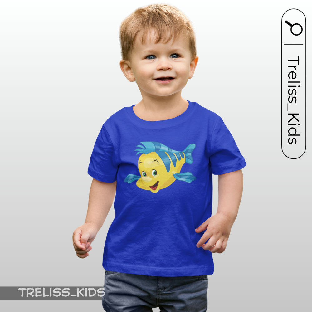 Camiseta Infantil Linguado Camisa 100% Algodão Filme Pequena Sereia Blusa Desenho Peixe Juvenil Fã Sereia Mar Sebastião