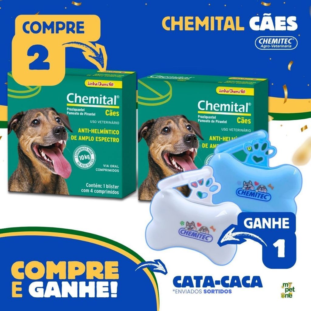 Kit 2 Vermífugo Chemitec Chemital para Cães - 4 Comprimidos