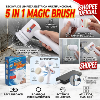 5 in 1 Magic Brush - Escova de Limpeza Elétrica Multifuncional USB.