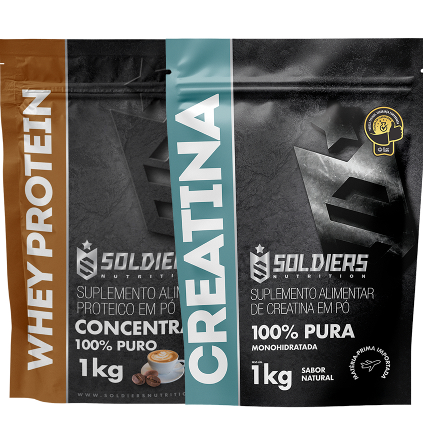 Kit Whey Protein Concentrado 1kg + Creatina Monohidratada 1kg - Soldiers Nutrition