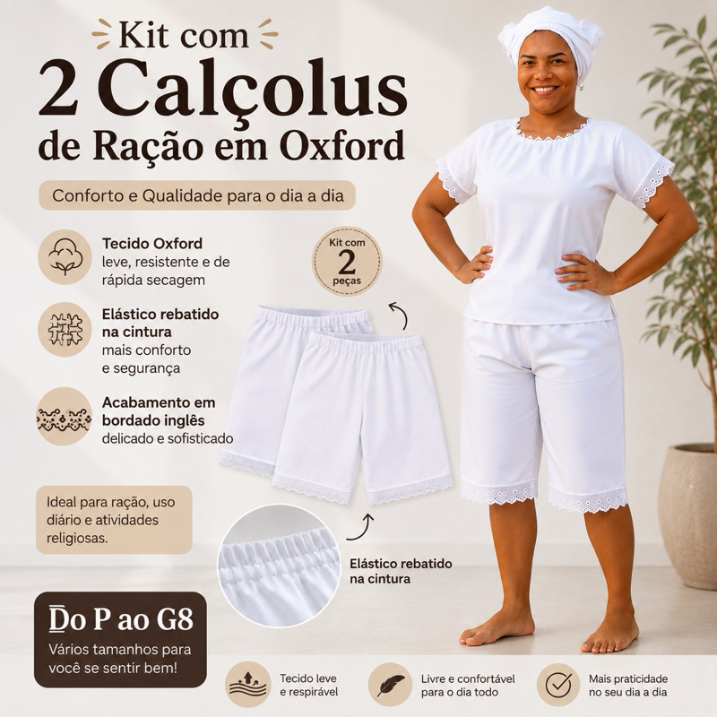 kit 2 Calçolu Ração Umbanda E Candomblé Barra Bordado Inglês