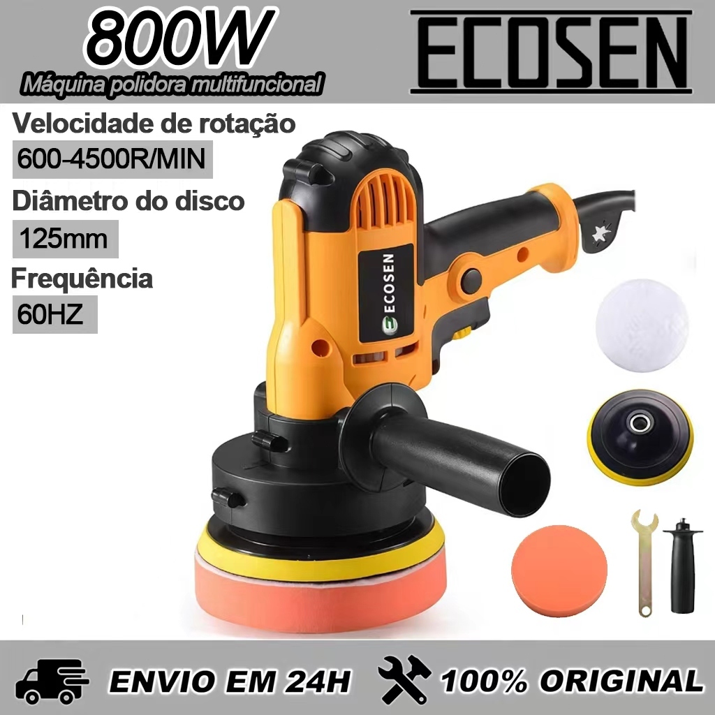 Politriz Polidor Lixadeira Angular   Mão Multifunções 6 Velocidades Completa - Polidor 800W