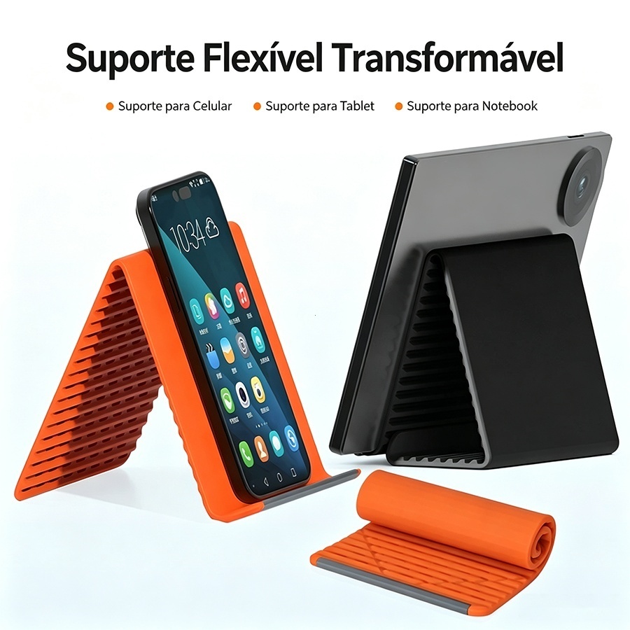 Suporte universal e flexível adequado para smartphones tablets e notebooks com suporte de silicone antiderrapante
