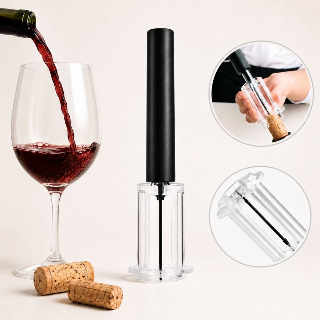 Saca Rolha de Vinho por Sucção Abridor de Garrafa Manual Premium Resistente Prático Fácil de Usar