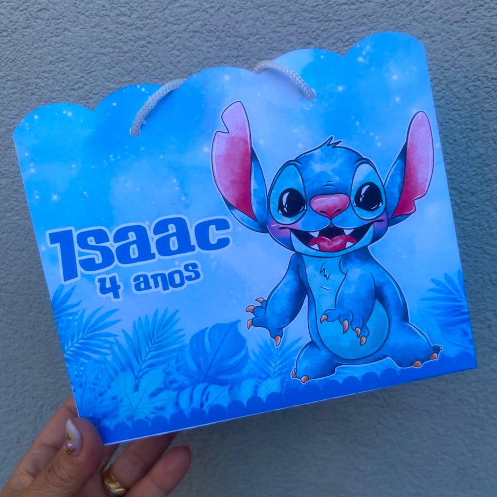 Sacolinha Stitch , Lembrancinha Stitch Azul , Personalizados, Kit Festa, Caixas Personalizadas