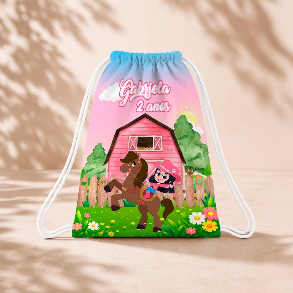 10 Mochila Personalizada Infantil 18x26 Sacolinhas Surpresa Festa Aniversário Lembrancinha Boiadeirinha M2