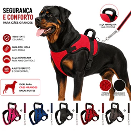 Peitoral para Cachorro Médio e Grande Porte com Guia Antipuxão | Pitbull, Doberman, Pastor e Rottweiler