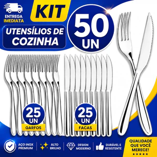 Talheres Cozinha Faqueiro Completo Prateado Aço Inox Restaurante Buffet Garfo Faca Profissionais Hot