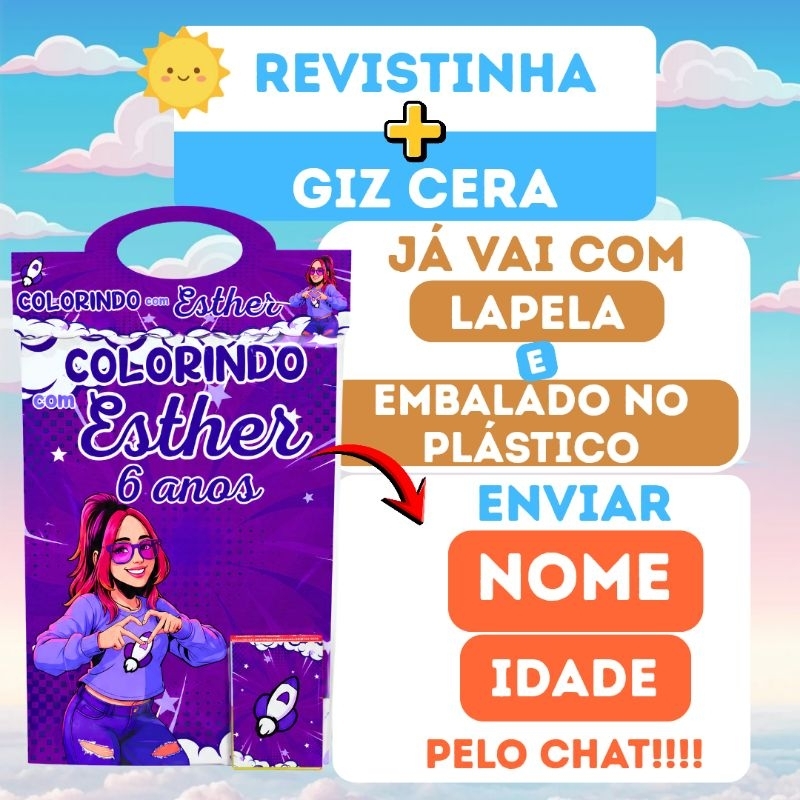 Kit Livrinho de Colorir Infantil Personalizado + Giz de Cera | Lembrancinha Aniversário Revistinha Guerreiras do K Pop — imagem 2 de 2