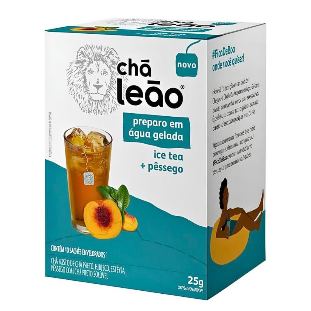 Chá Ice Tea+Pêssego Gelado Leão 10Sachês