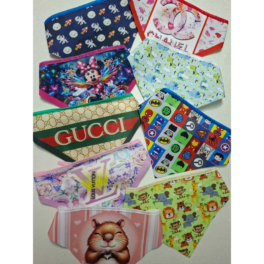 Kit 100 Bandanas Pet Shop Banho e Tosa Atacado Para Cachorro Estampas Sortidas Macho e Fêmea Tactel Macio P M G GG