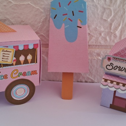 Kit 15 Lembrancinhas Sorveteria Sorvete Confeitaria Caixinhas Aniversário Festa Infantil Caminhão