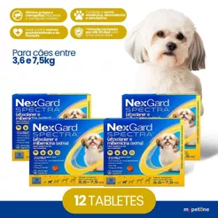 Kit 4 NexGard Spectra para Cães 3,6 a 7,5kg - 3 Tabletes