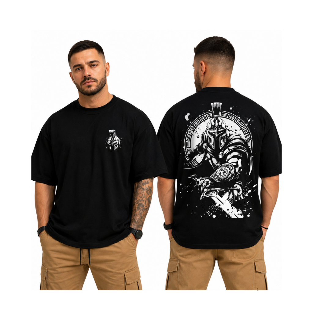 Camiseta Oversized Masculina Spartano Musculação Grande Algodão Treino Academia