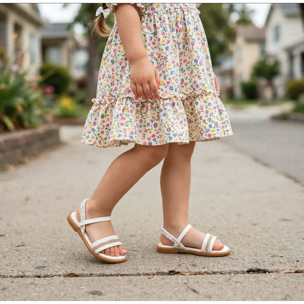 Sandália Feminina Infantil Rasteira Menina Preta Strass Elegante Confortável Antiderrapante Casual 20 ao 27