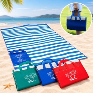 Esteira de Praia Dobrável 170x90cm com Alça Bolsa Portátil para Praia Camping Piquenique