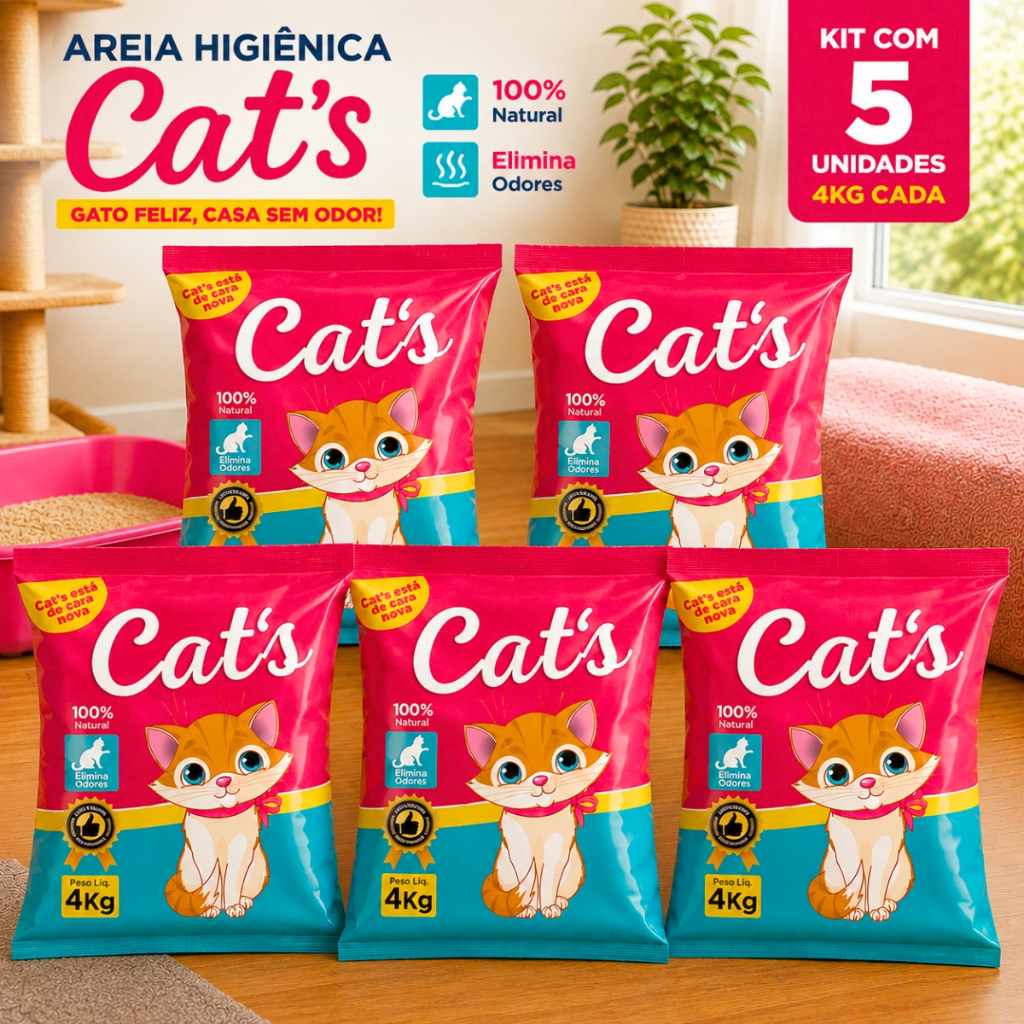 Areia Gats Tradicional 4 Kg - EF Pet - Grãos Finos - ENVIO RÁPIDO - Kit 1 ou 5 Pacotes