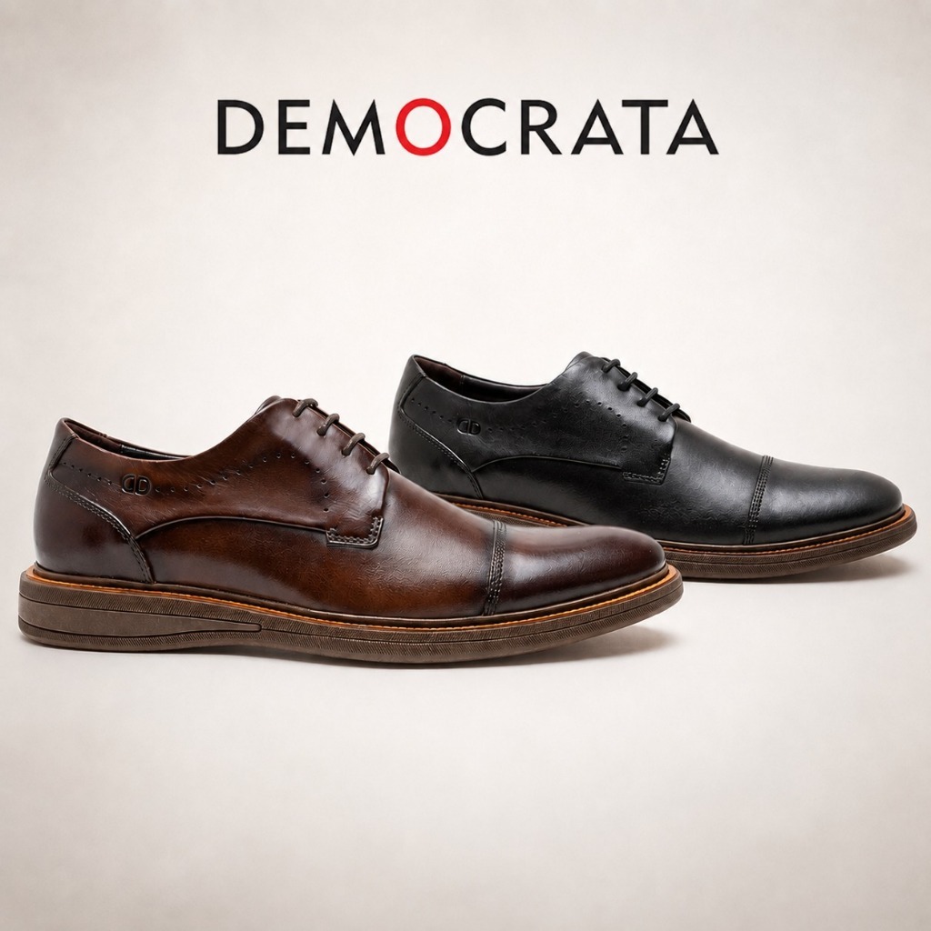 Democrata Sapato Metropolitan Bay Masculino Couro Social Casual Elegante Confortável Sofisticado