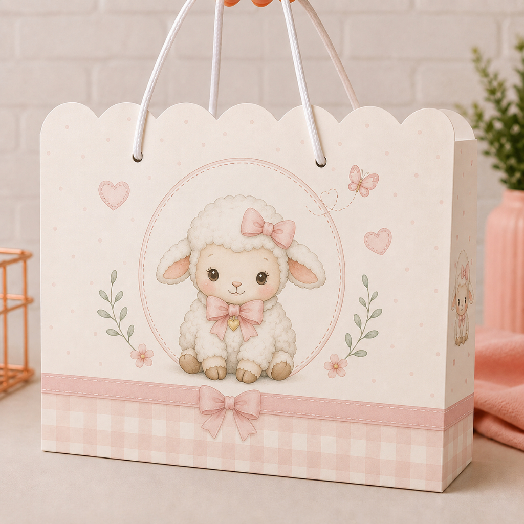 Sacolinha Personalizada Ovelhinha PEGUE E MONTE | Lembrancinha Sacolinha Personalizada Festa Infantil Sacolinha