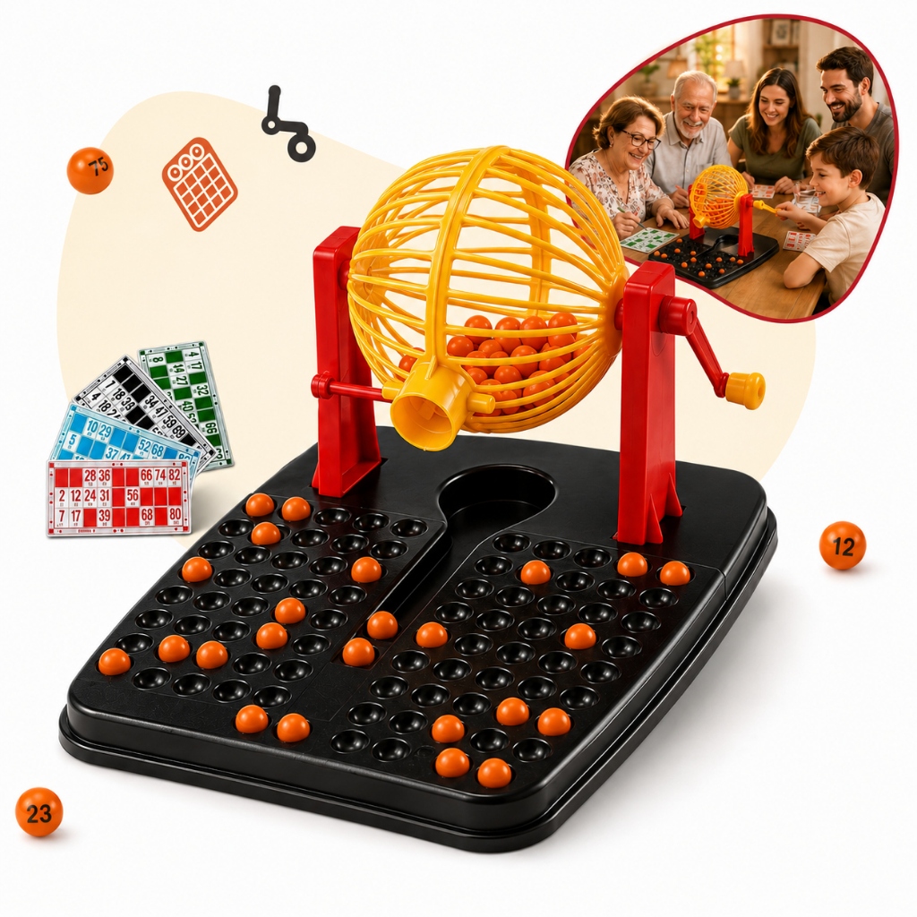 Jogo De Bingo De Mesa Infantil E Adulto 48 Cartelas 90 Bolinhas Globo Giratorio Brinquedo Kizumba