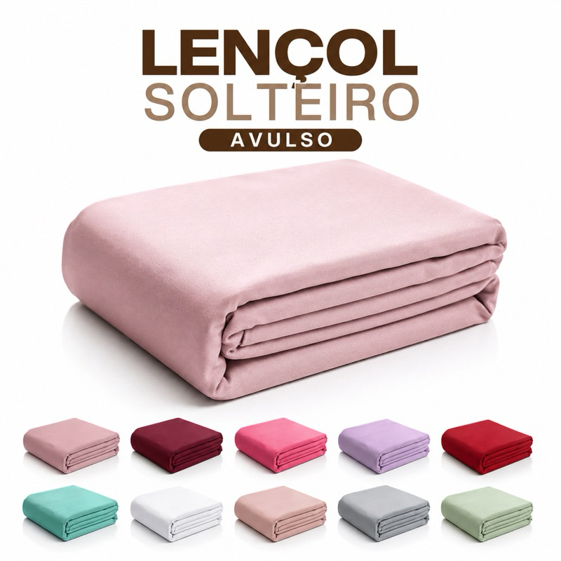 Lençol Solteiro 400 fios  Avulso Micropercal Elástico 100% Poliéster para Colchão 1,90m x 0,90m Várias Cores