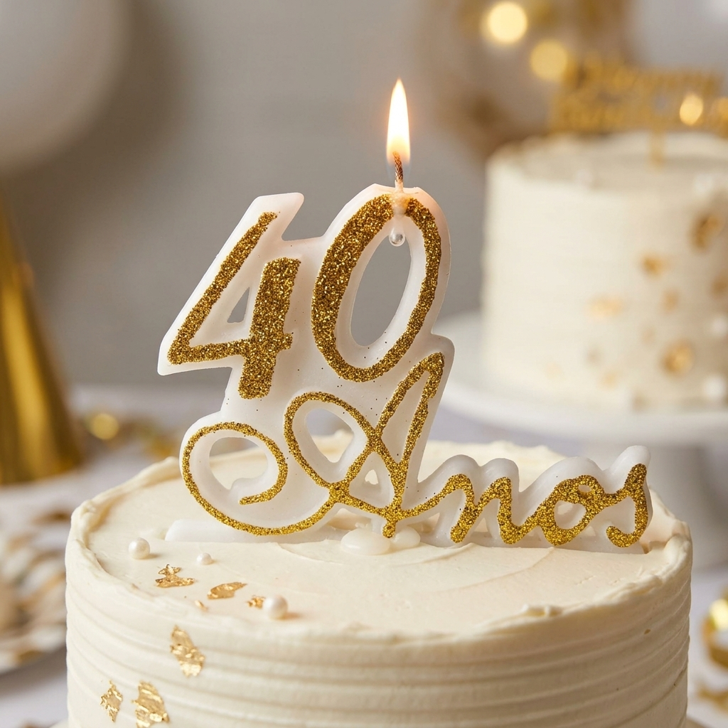 Vela Topo De Bolo 40 Anos Com Glitter