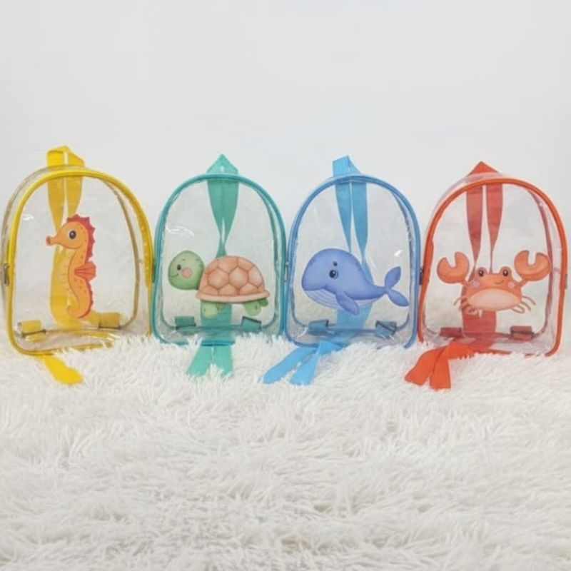 Mochila Transparente Personalizada Infantil - Lembrancinha de Aniversário e Festa - Adesivo de Vinil Exclusivo
