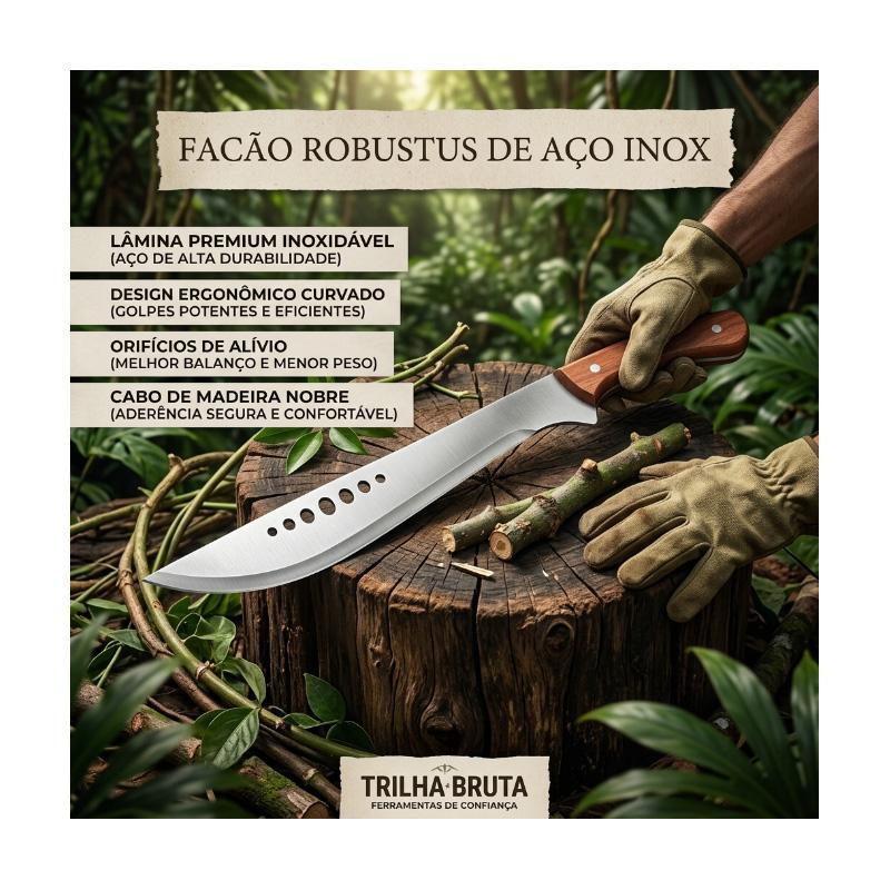 Faca tática militar estilo Rambo, com cabo de aço afiado e cabo de madeira. Kukri nepalês🔪