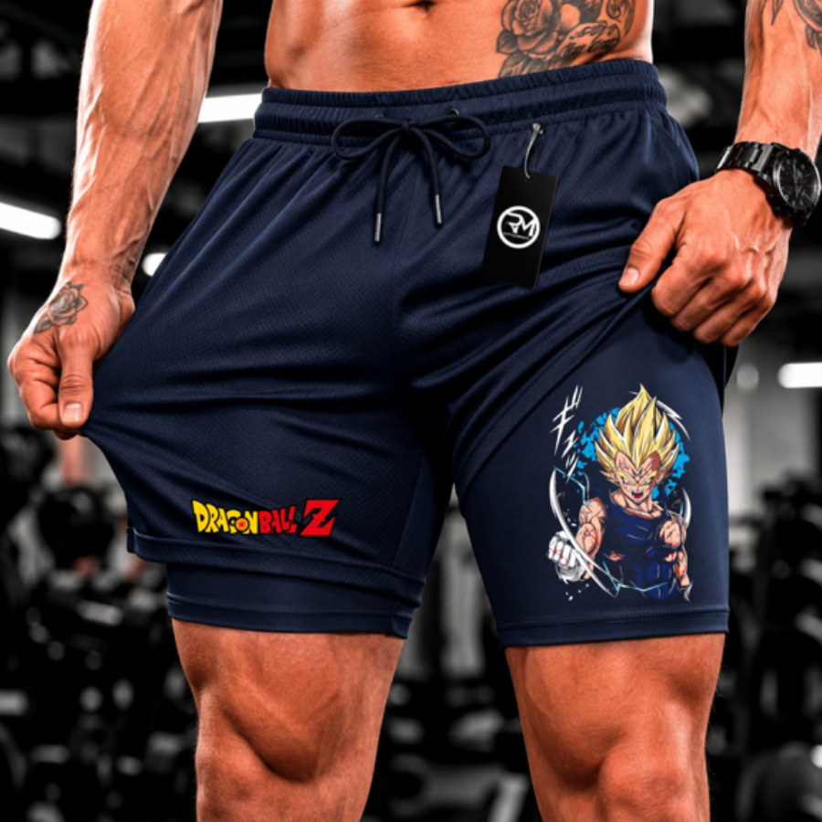 Bermuda Compressão Academia Corrida Estampada Treino Masculina Dragon Ball Short Fit Elastano Qualidade Premium