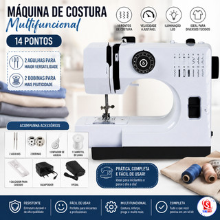 Máquina de Costura Multifuncional 14 Pontos Bivolt Diversas Funções