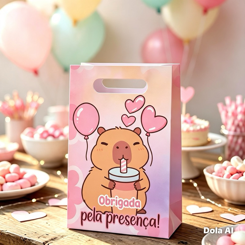 Sacolinha Personalizada Capivara – Lembrancinha Infantil para Festa de Aniversário