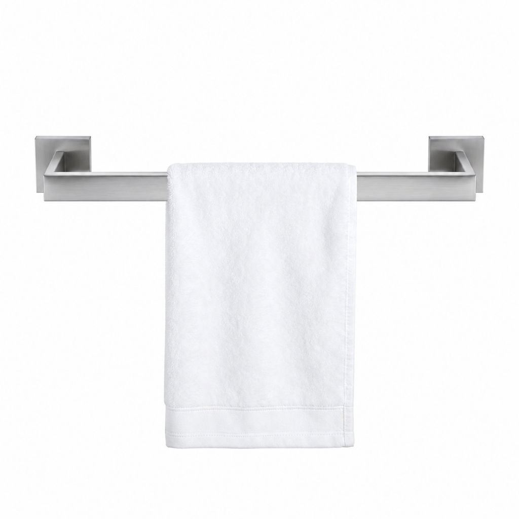 LUMAI Toalheiro Inox 60cm Salerno Base Quadrada Minimalista para Banheiro Kit Instalação Completo