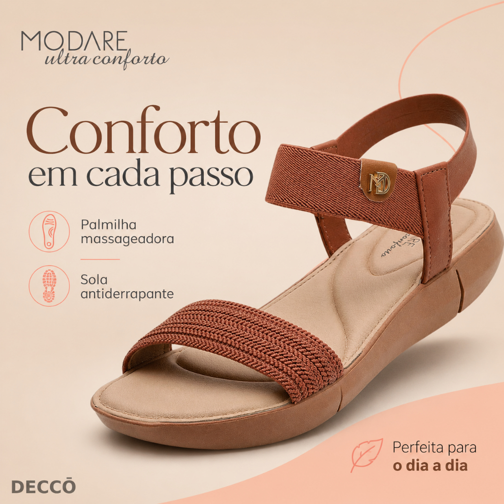 Sandalia Feminina Modare Conforto Palmilha Massageadora Salto Medio Solado Antid