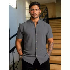 Camisa Masculina Manga Curta Gola Padre – Qualidade Premium | Conforto e Estilo para o Seu Dia a Dia