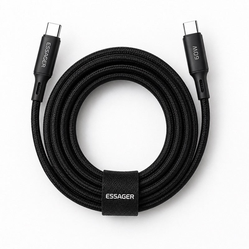 Cabo USB Tipo C Essager 60W Carregamento Rápido USB-C.