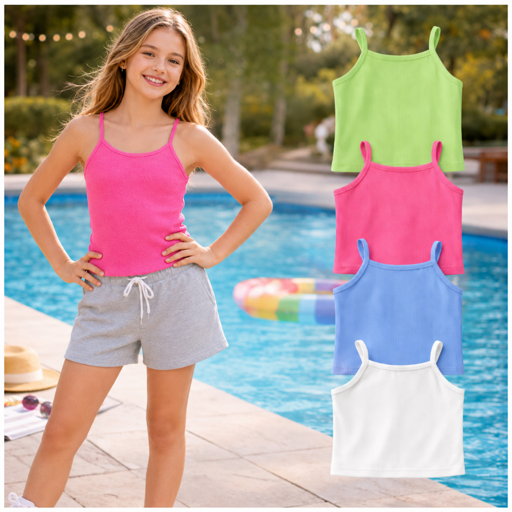 Kit 4 Regata Menina Ribana Canelada Infantil Juvenil Blusa Alcinha