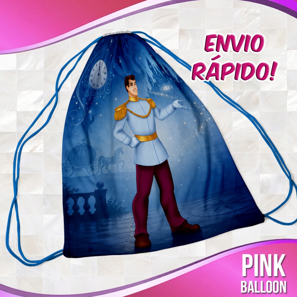 MOCHILINHA CINDERELA PRÍNCIPE (ENVIO RÁPIDO) - SACOLINHA LEMBRANCINHA NÃO PERSONALIZADA
