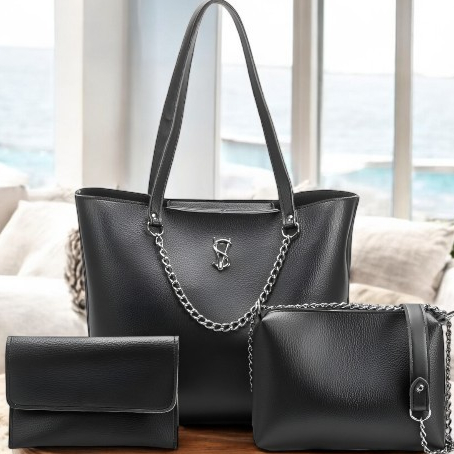 Bolsa feminina Kit 3 pçs Bolsa grande e Bolsinhas Lançamento 2026