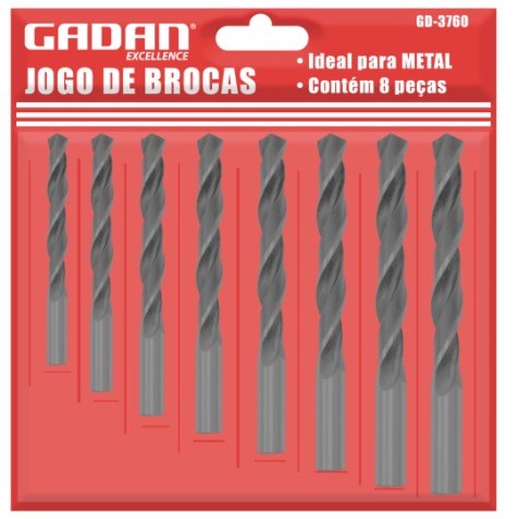 Conjunto Com 8 Brocas Uso Metal 3, 4, 5, 6, 7, 8, 9, 10mm