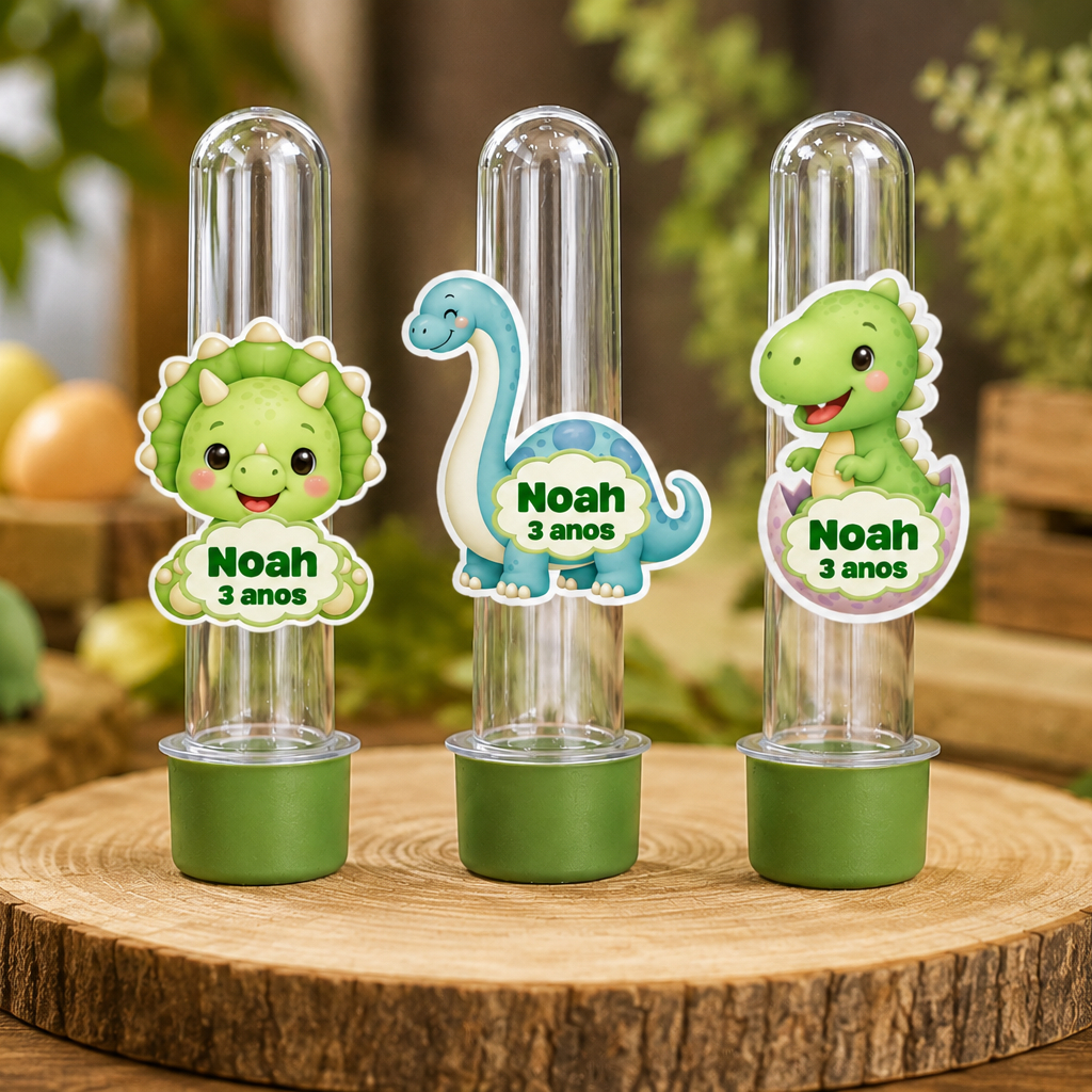 Apliques Para Tubetes Dino Baby / Dinossauro Personalizado Com Nome e Idade / Lembrancinhas Aniversário