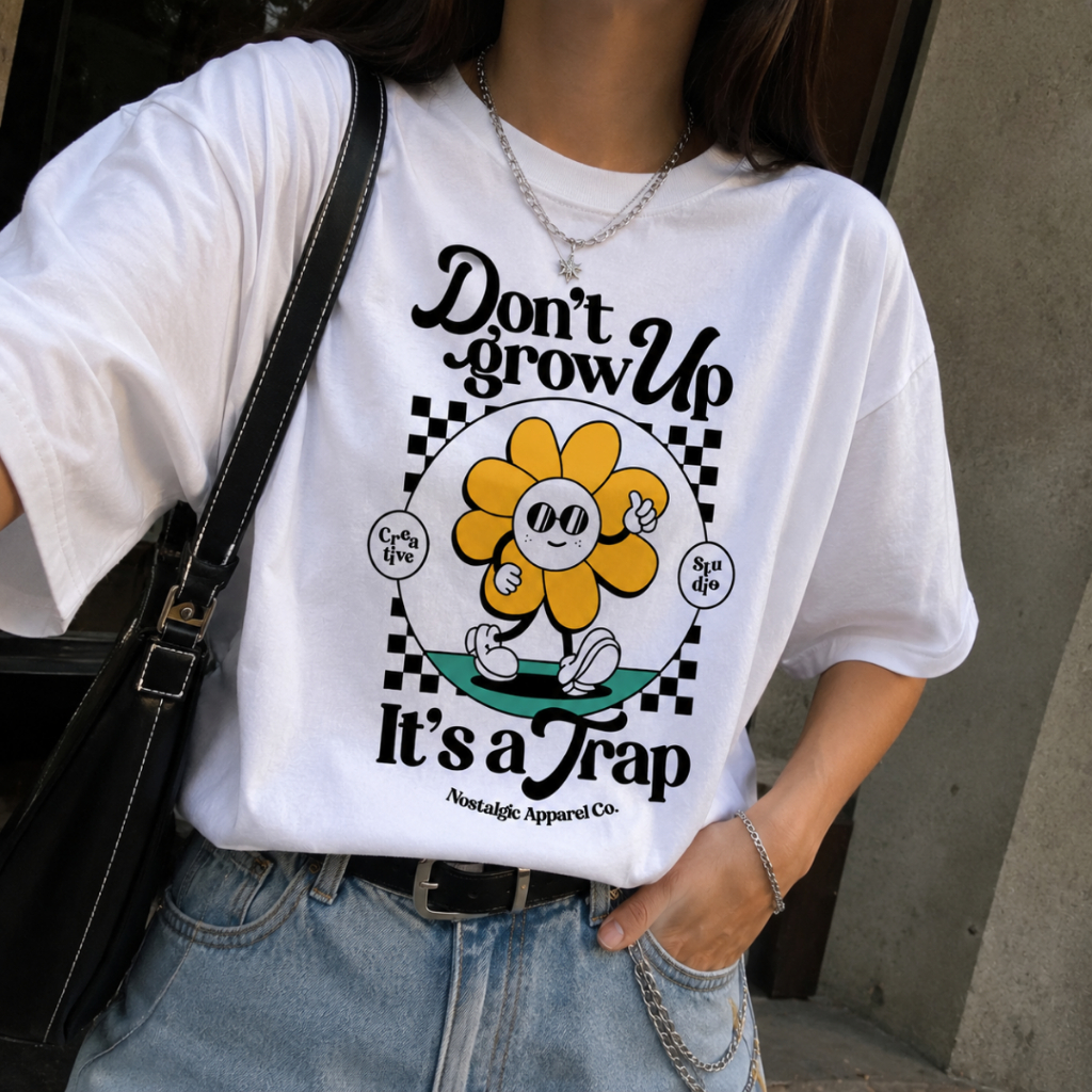Camiseta Oversized Feminina Estampada Toque Macio 100% algodão Moda Streetwear Camisa Modelagem Larga