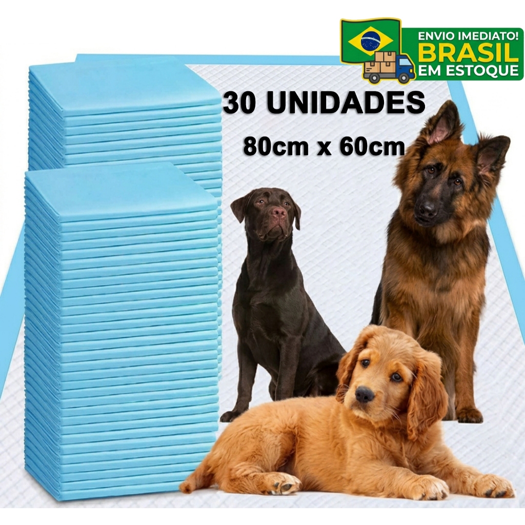 Tapete Higiênico Para Pet 80x60cm 30 Unidades E 60x60cm 40 Unidades Cães Gatos Fraldas Descartável
