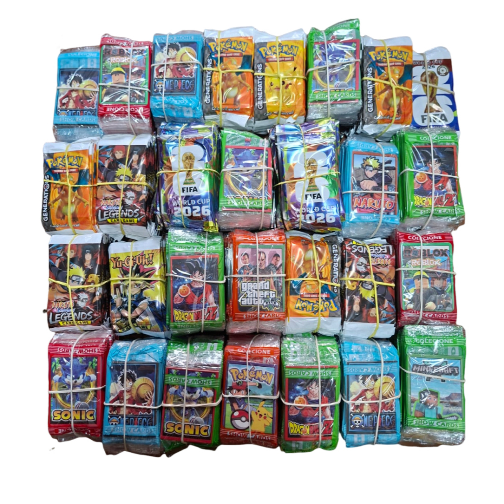 Kit 100, 200, 300, 400 ou 500 Cards Colecionáveis Sortidos – Personagens Variados para Bafo