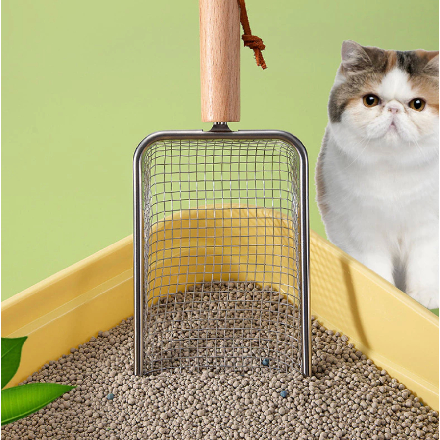 Pá Peneira de Areia Coletora Higiênica Pet Gato Cachorro Lagarto Aço Inox - Caixa de Areia