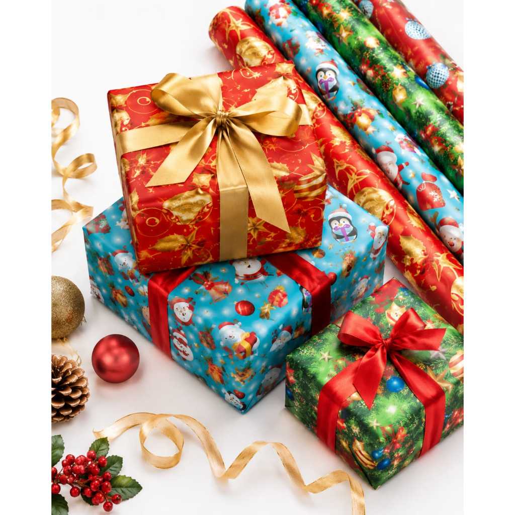 PAPEL DE PRESENTE 50X60 CM NATAL NATALINO - ESCOLHA QUANTIDADE