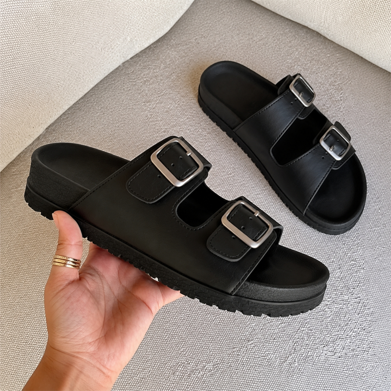 Birken Sandália Papete Chinelo Feminina Unissex Com Fivelas Ajustáveis Rasteira Sola Ergonomica Fivelinha