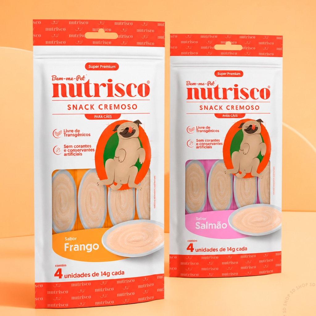 Nutrisco Snack Petisco Cremoso para Cães Sachê Frango ou Salmão 56g Escolha O Seu Sabor