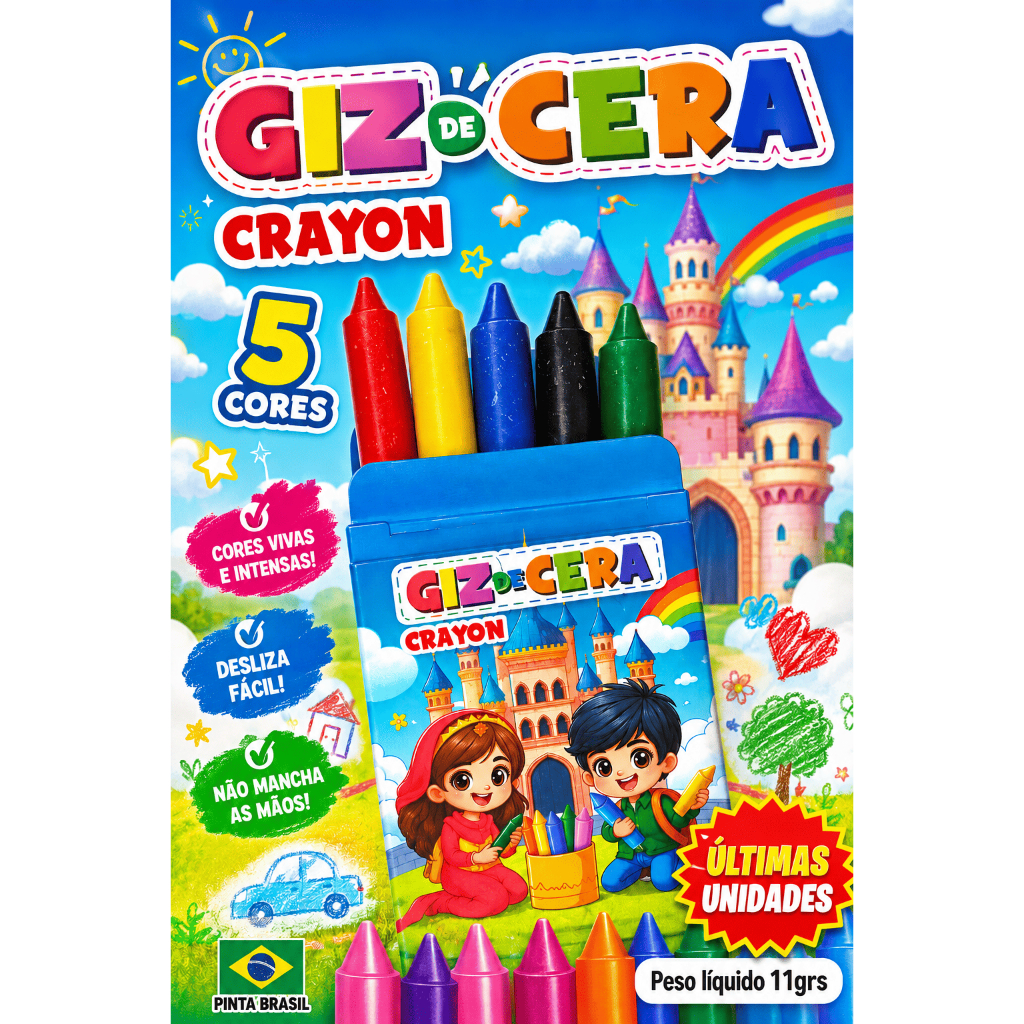 30 Caixinhas Kit Mini Giz De Cera 5 Cores 5 Cms Atacado para Festa Infantil Aniversario Prenda